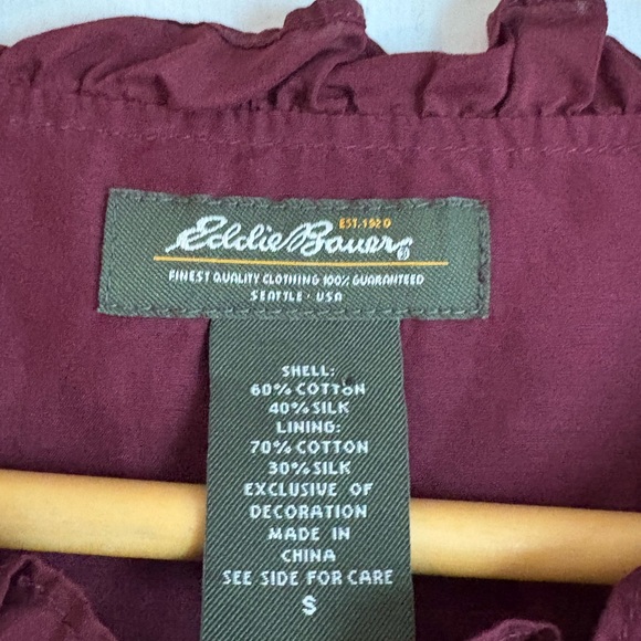 Eddie Bauer Burgundy Ruffle Top - Picture 2 of 6